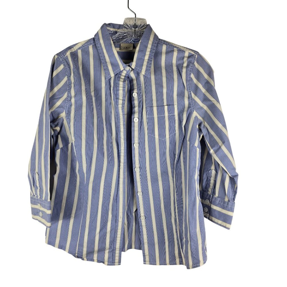 LL Bean Boys Striped Button-Down Shirt Long Sleeve 100% Cotton jh1844